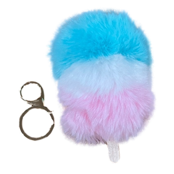 Fluffy Popsicle Keychain blue pink white Stuffed Charm - Picture 1 of 5